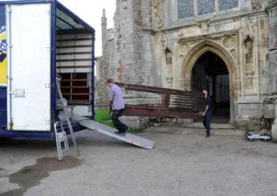 Unrestored Thaxted Lincoln Organ being loaded to go away for restoration